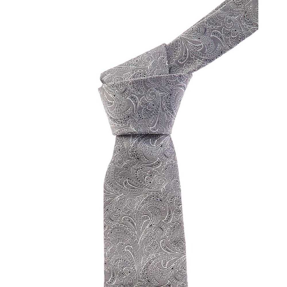 Brunello Cucinelli Print Silk Tie, Silver